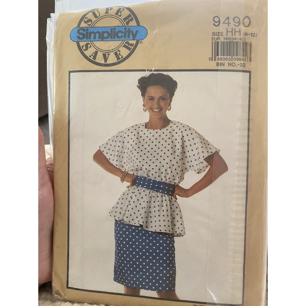 Simplicity 9490 2 Piece Dress Sewing Pattern Size 6-12 Uncut Vintage Style